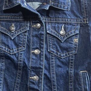 Miss Me Women’s Denim Frayed Dark Denim Jean Jacket Size Small